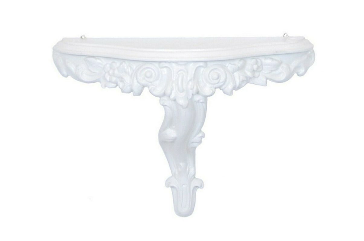 Mensola Consolle Barocco Veneziano Finto Vintage - Shabby Chic, Nero/Oro, 20x38,5x15 Cm