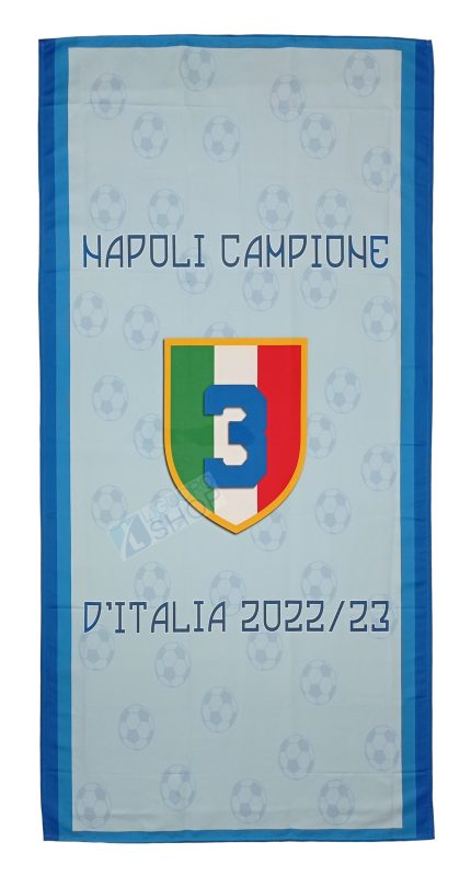 Telo Mare Napoli Campione d'Italia 3° Scudetto Tricolore Microfibra cm 180x90