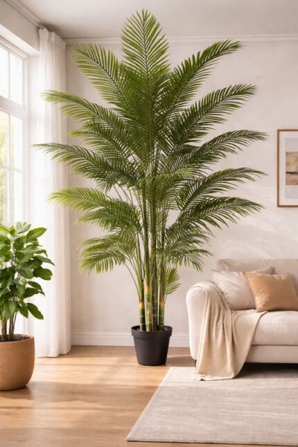 PALMA ARTIFICIALE PIANTA SINTETICA FINTA DA ARREDAMENTO FOGLIE IN PVC REALISTICA