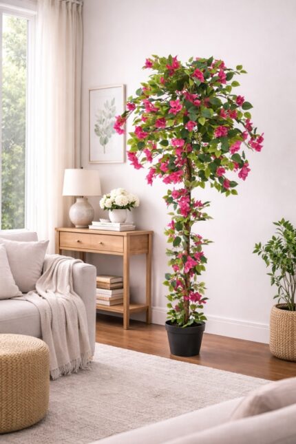 BOUGANVILLEA ARTIFICIALE FUCSIA - FOGLIE E FIORI IN POLIESTERE SETA E TRONCO IN LEGNO VERO