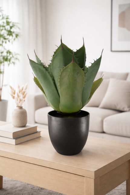 AGAVE ARTIFICIALE PIANTA GRASSA SINTETICA FINTA DA ARREDAMENTO FOGLIE IN PVC